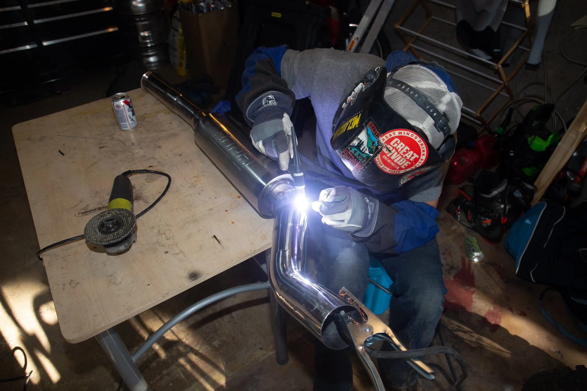 Custom welded metalwork in progress